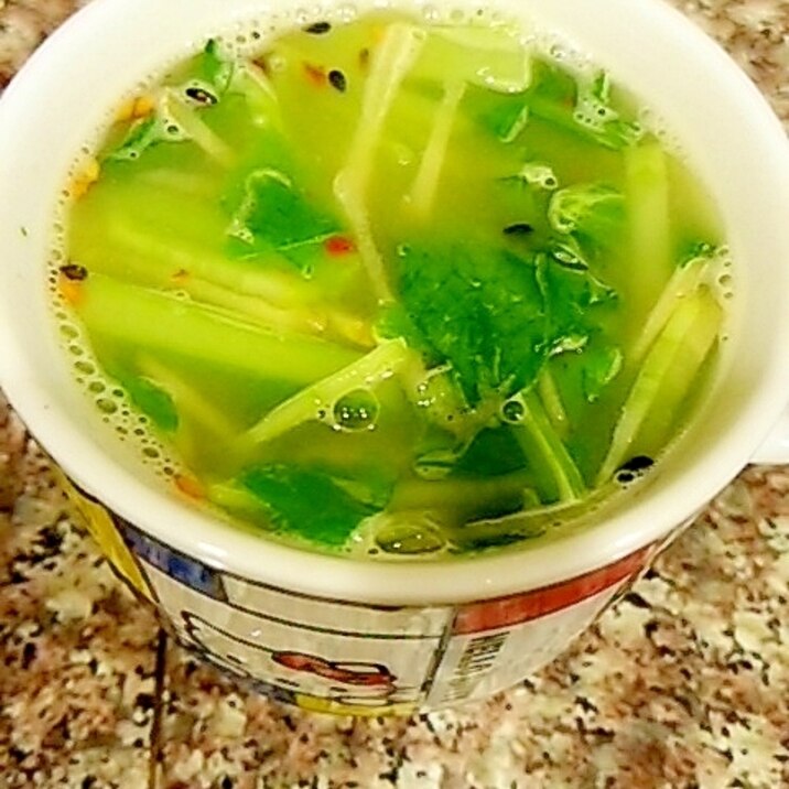 ブロ茎とセロリのグリーンカレースープ